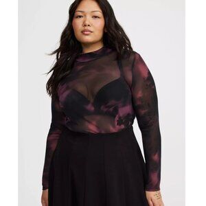 NWT Torrid 3 Mesh Mock Neck Long Sleeve Top 3X 22 24